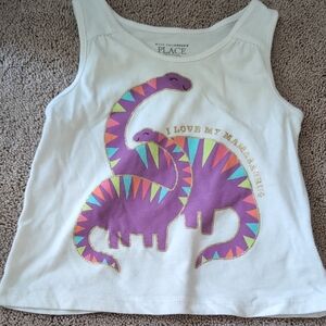 The Children's Place Purple and White Tank Top with Dinosaur Design